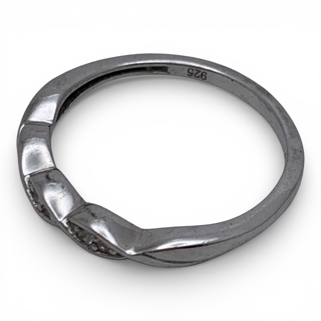 Sterling Silver Ring With Clear Stones - 3