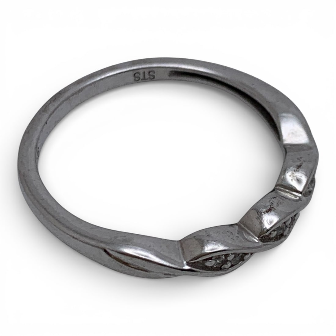 Sterling Silver Ring With Clear Stones - 4