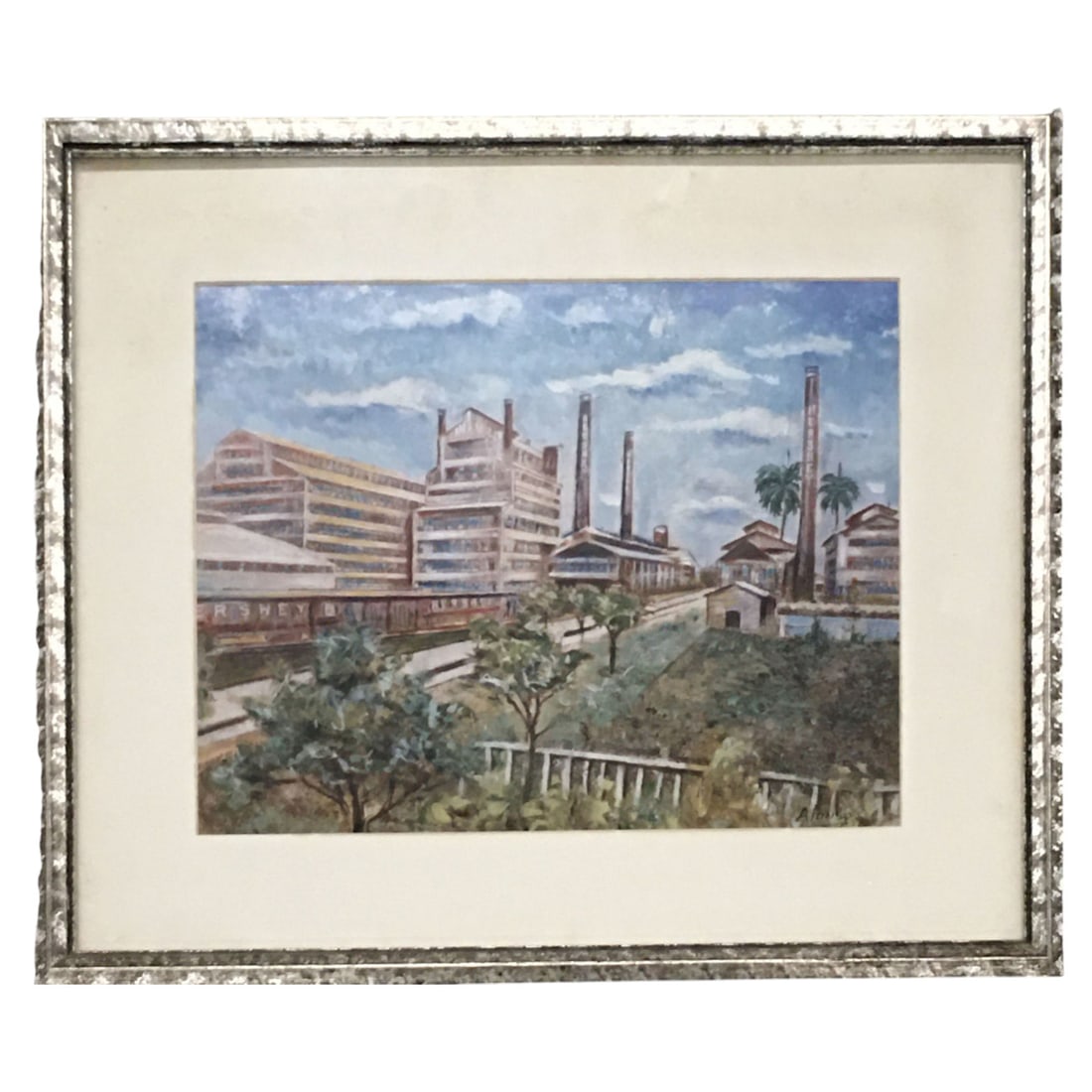 Alonso Print Of Factory: Framed And Under Glass: 16.5" X 19.75".