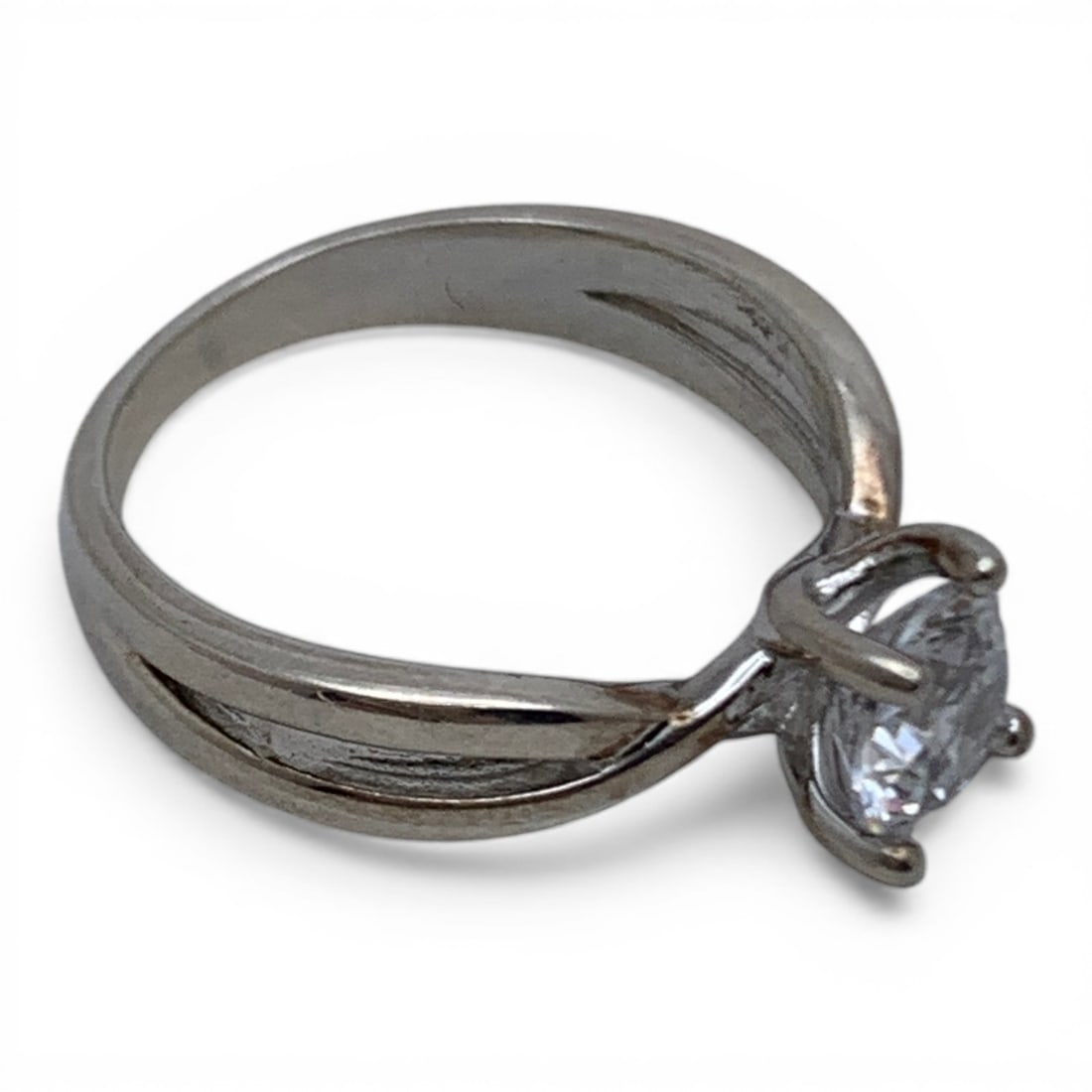Sterling Silver & Clear Stone Ring - 4
