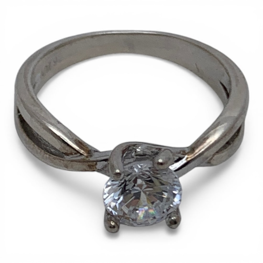 Sterling Silver & Clear Stone Ring - 5