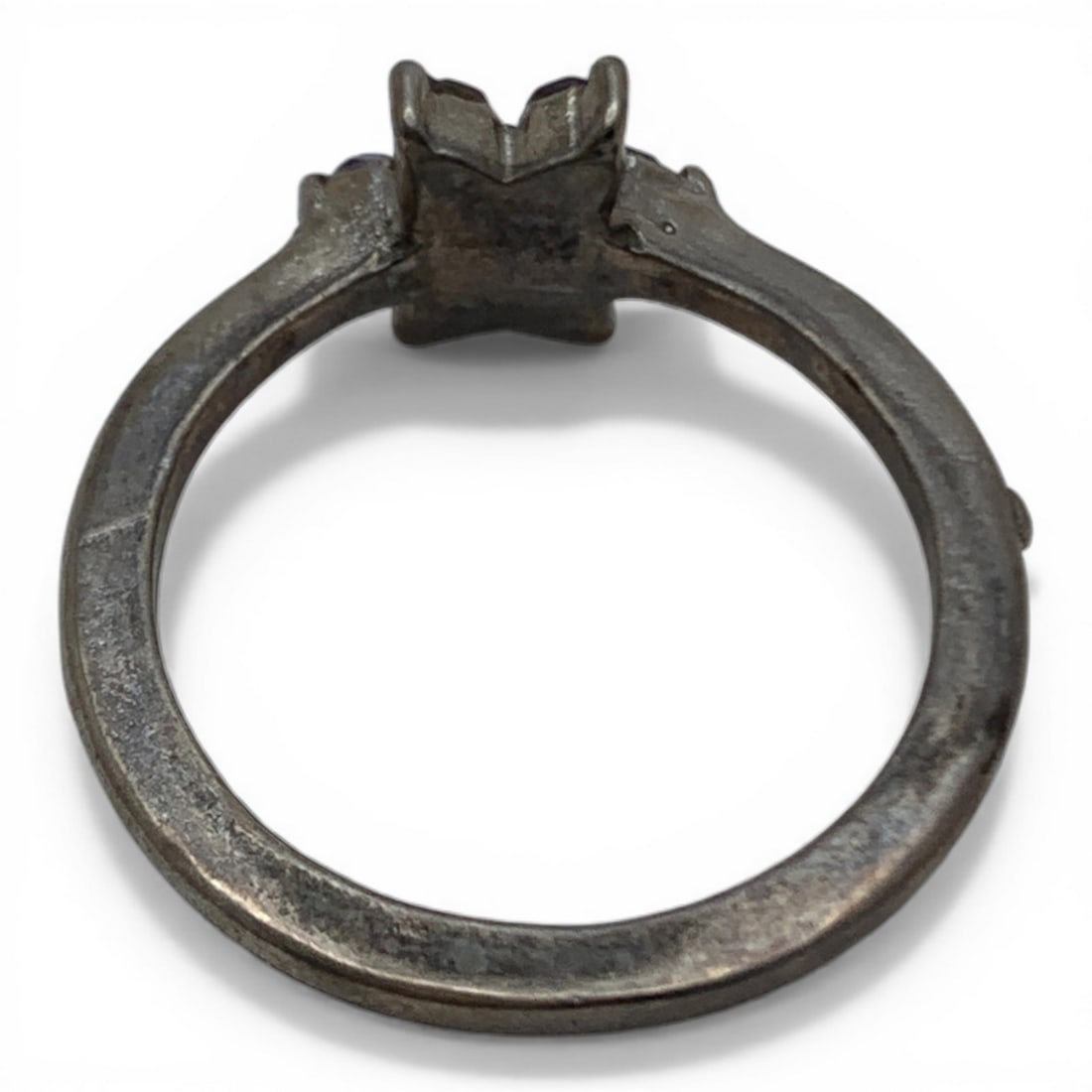 Silver Ring With Purple Stones - 2