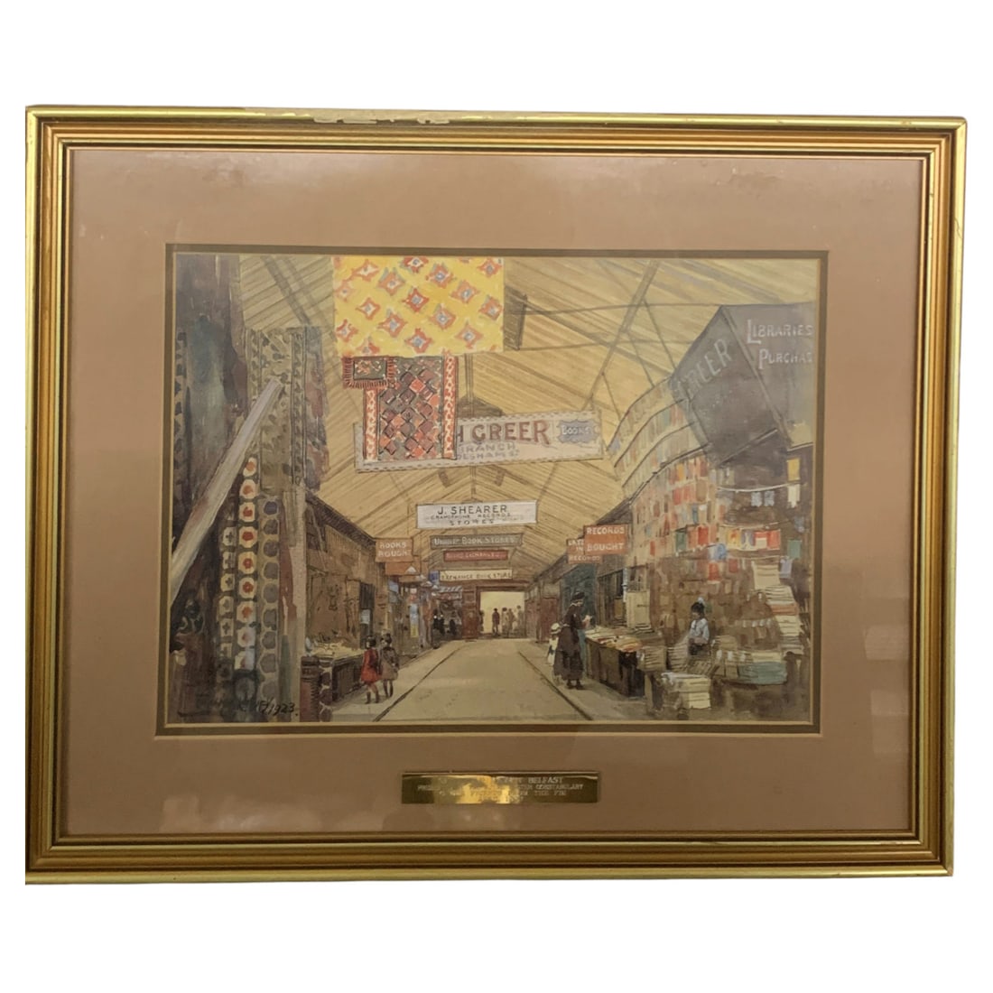 Framed Print, Smithfield Market Belfast: Plaque On Frame Reads: Smithfield Market Belfast. Dated April 1993. Framed And Under Glass: 15.25" X 19".