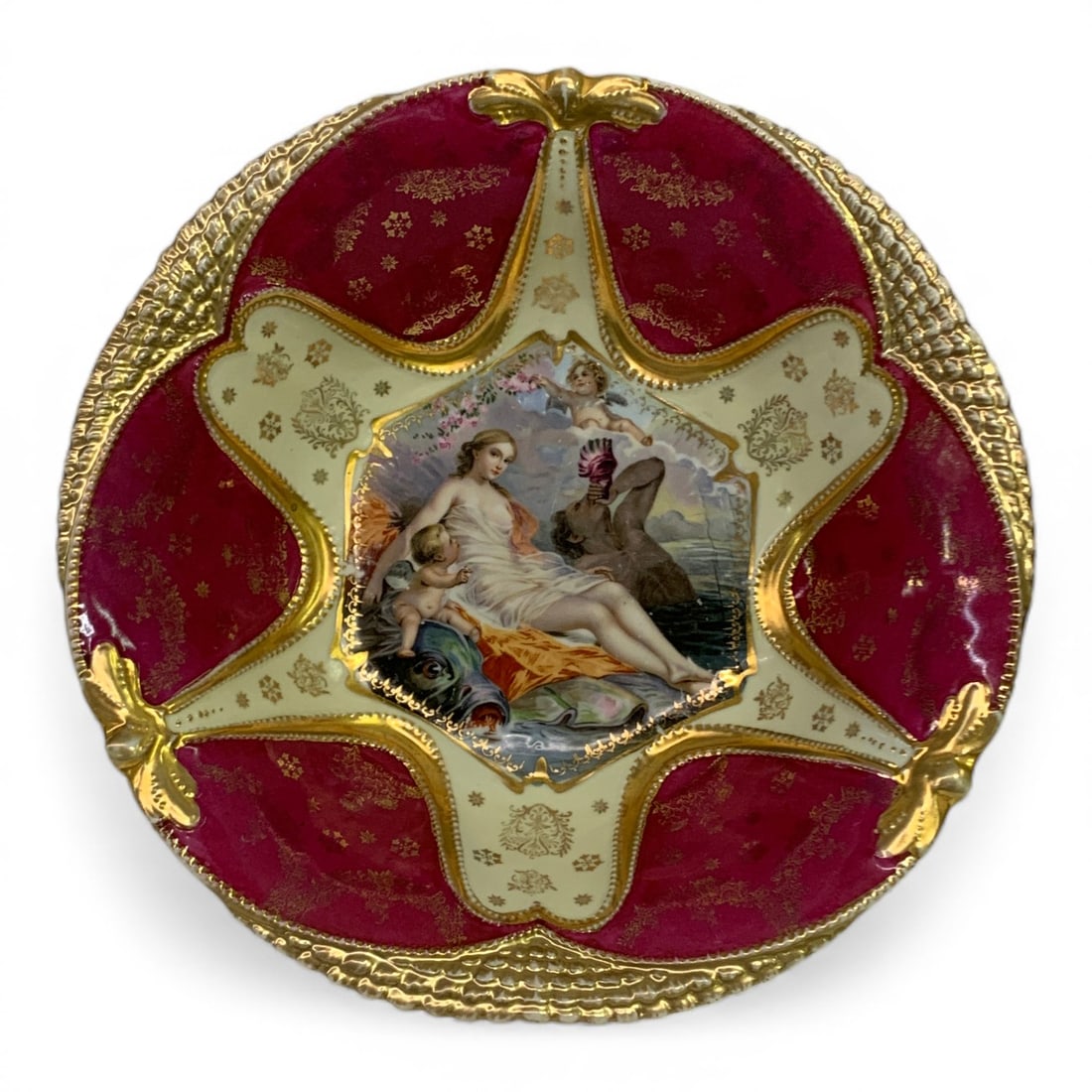 Porcelain Bowl With Cherub Scene: Possibly Royal Vienna. 11.75" Diameter.