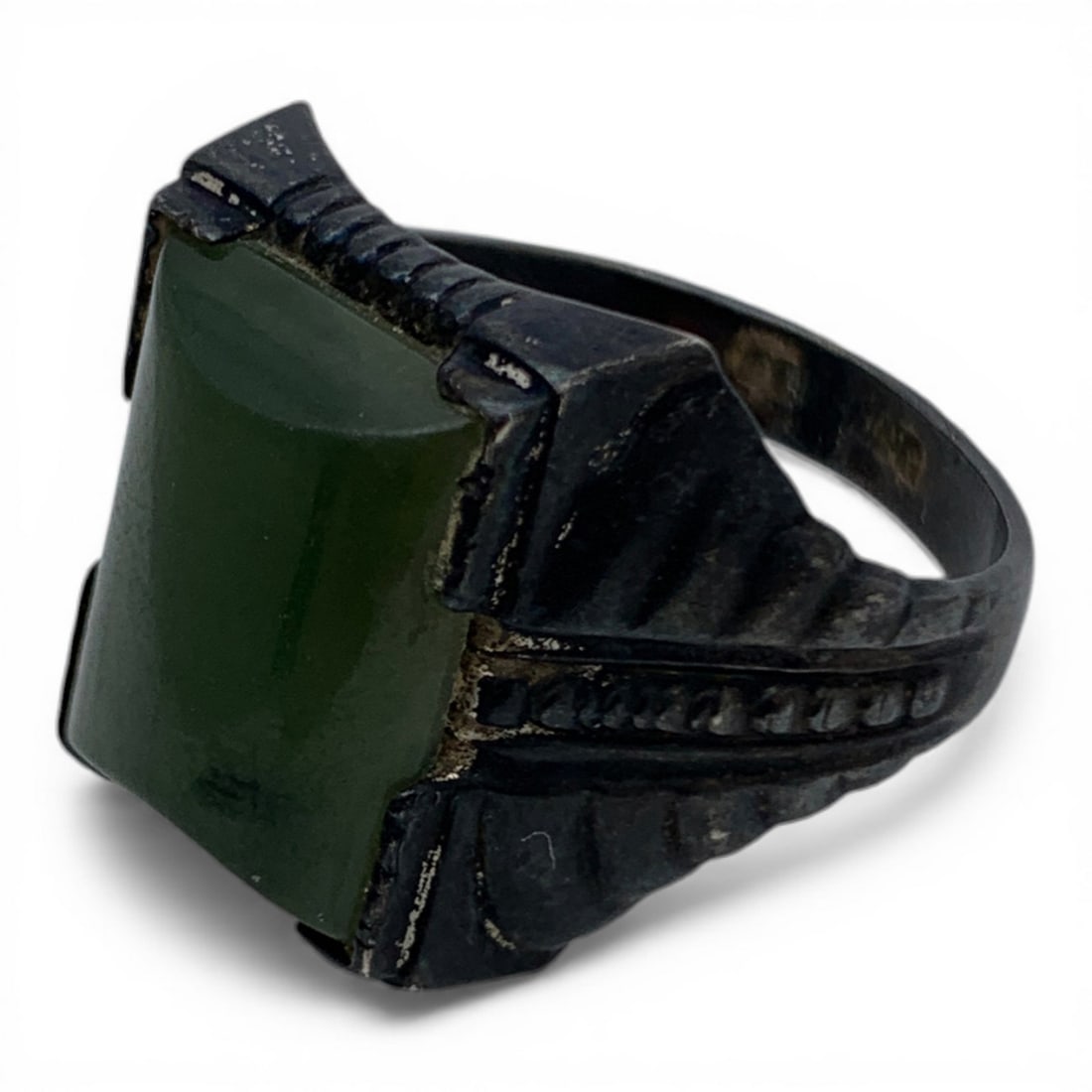 Sterling Silver & Green Stone Ring - 3