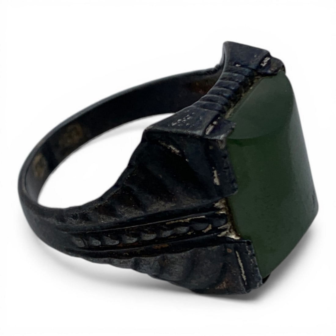 Sterling Silver & Green Stone Ring - 4