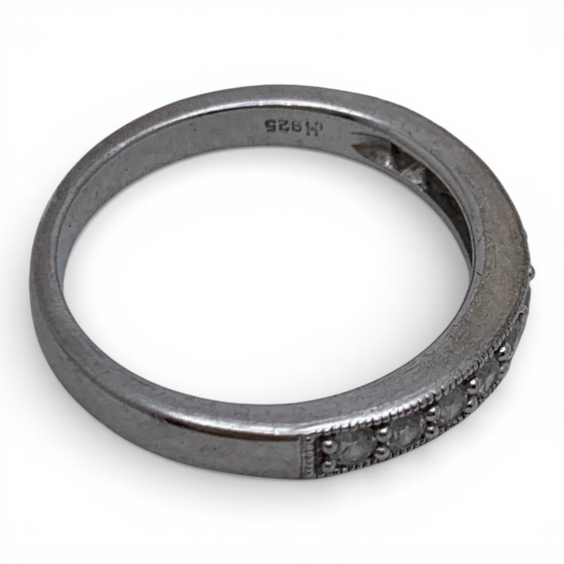 Sterling Silver Ring With Clear Stones - 4