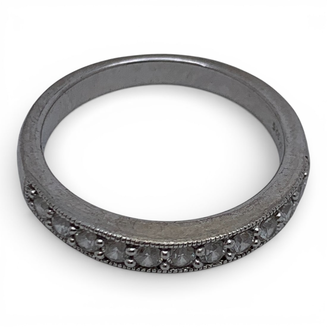 Sterling Silver Ring With Clear Stones - 5