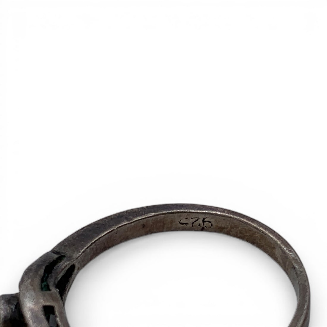 Sterling Marcasite & Black Stone Ring - 6