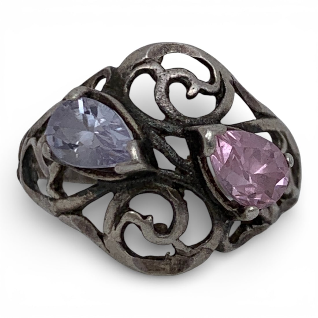 Sterling Silver Ring With Stones: Marked 925 - Size 6.25 - 2.1 Grams