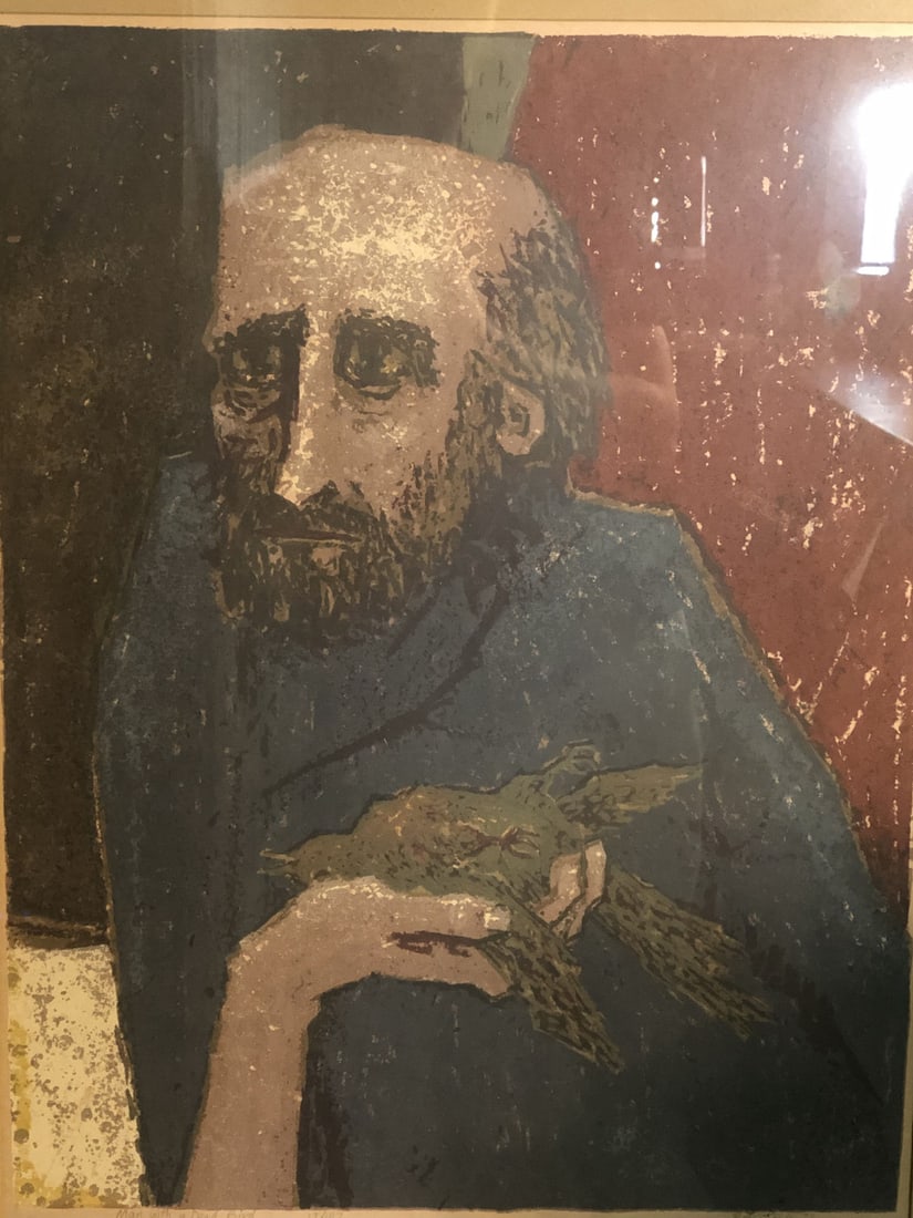 Signed Bartek Print, Man With A Dead Bird - 3