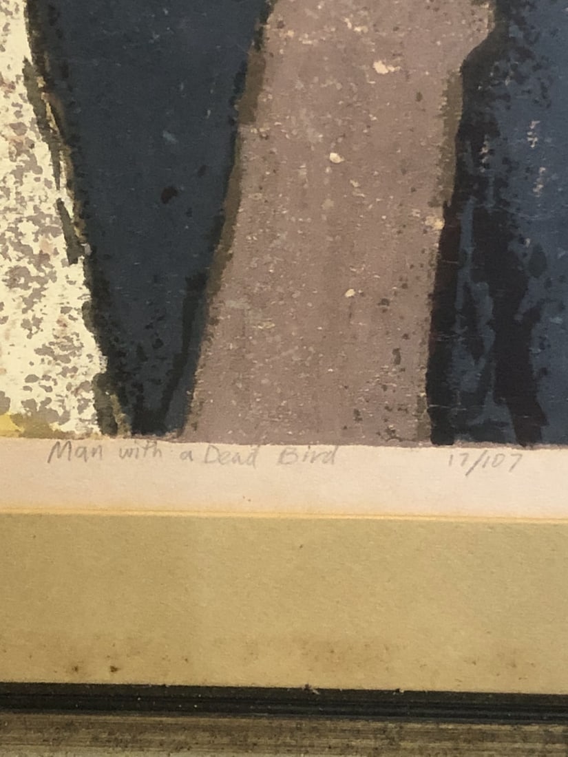 Signed Bartek Print, Man With A Dead Bird - 4