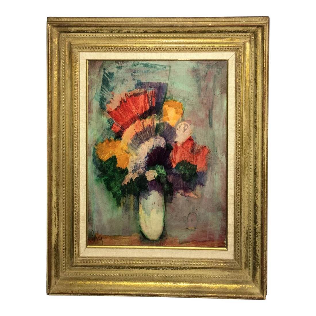 Purdy Oil On Canvas Still Life Of Flowers: Signed Lower Left: Purdy. Gilt Frame: 28.5" X 24.5".