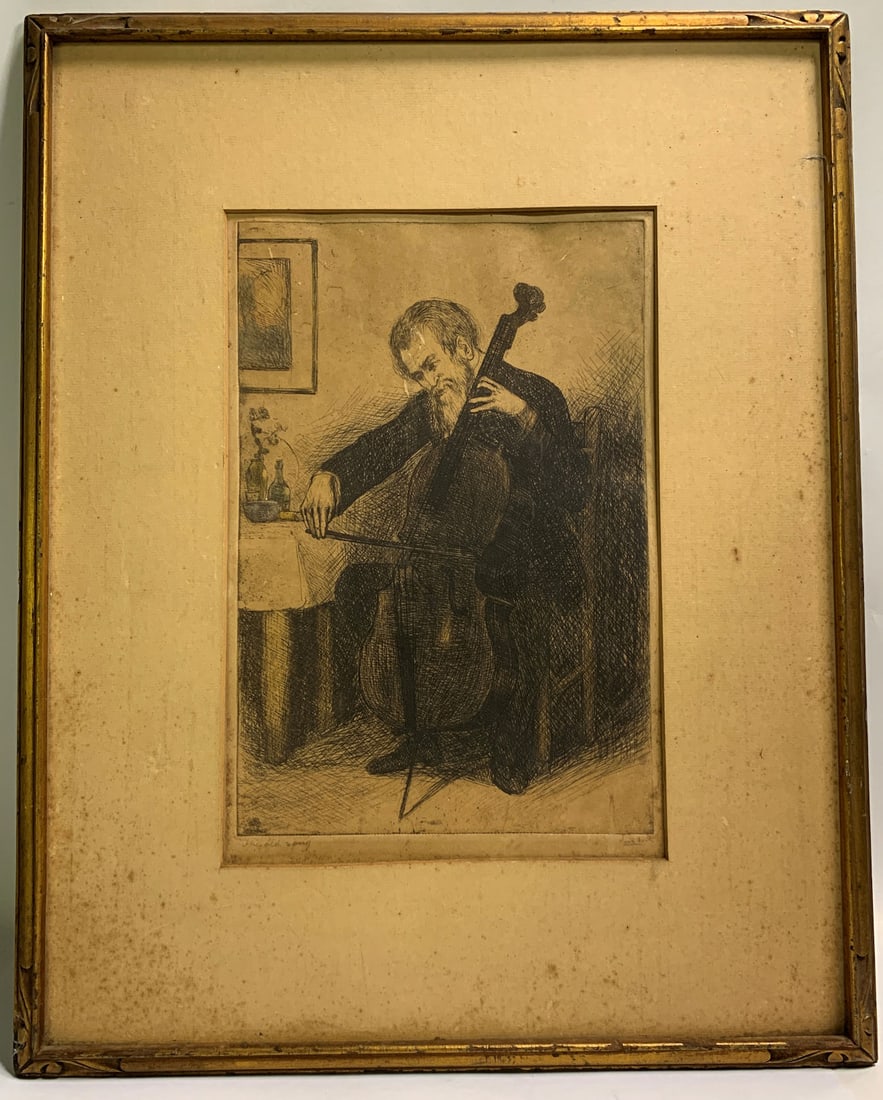 Pencil Signed Etching, The Old Song - 2