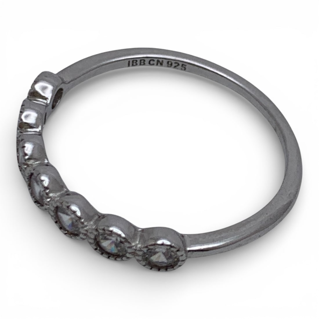 Sterling Silver Ring With Clear Stones - 3