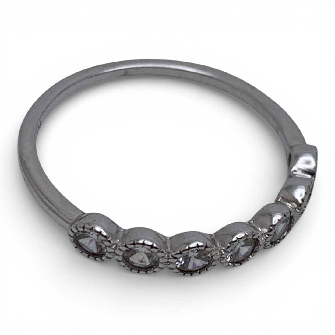 Sterling Silver Ring With Clear Stones - 4