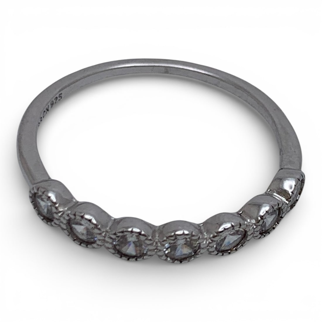 Sterling Silver Ring With Clear Stones - 5