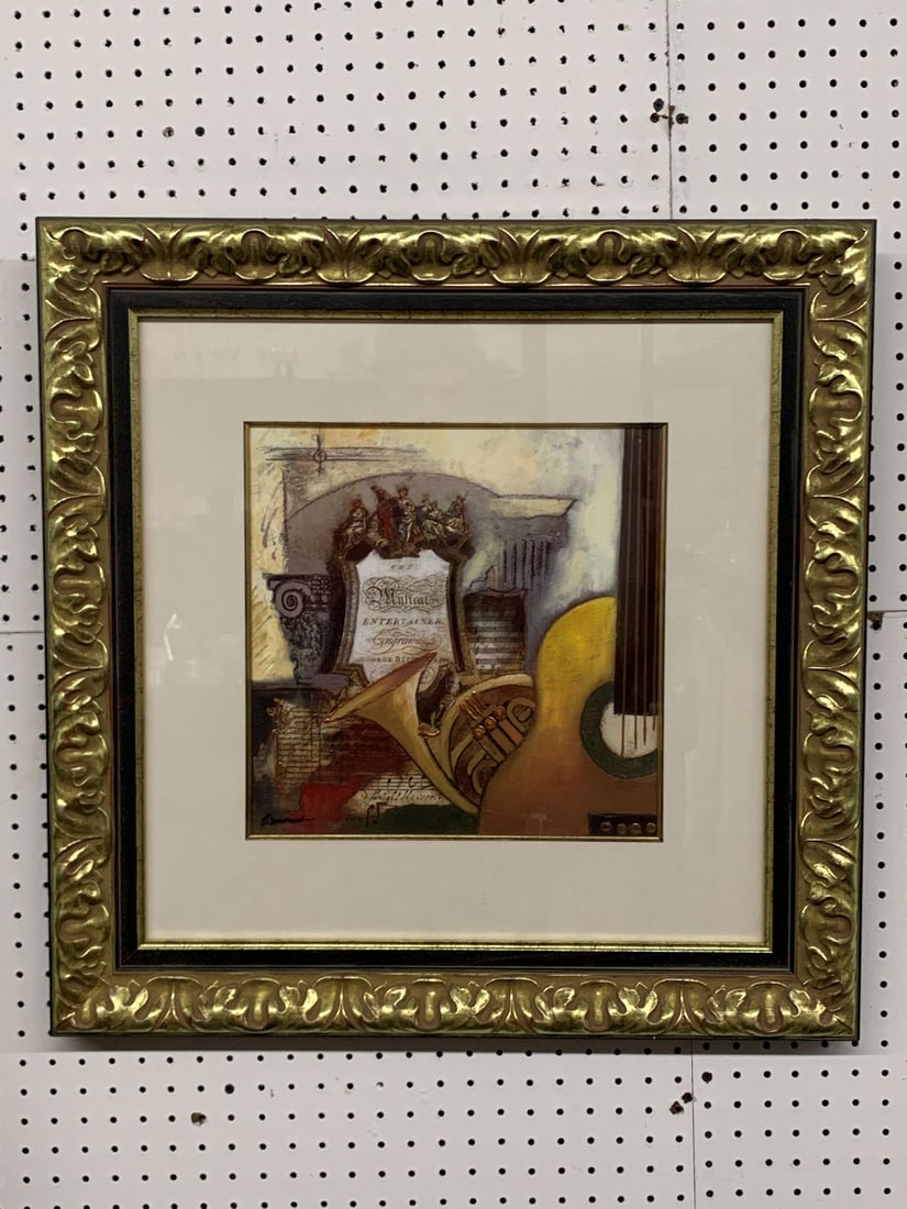 Framed Print, Musical Scene: Framed And Under Glass: 26.5" X 26.5".