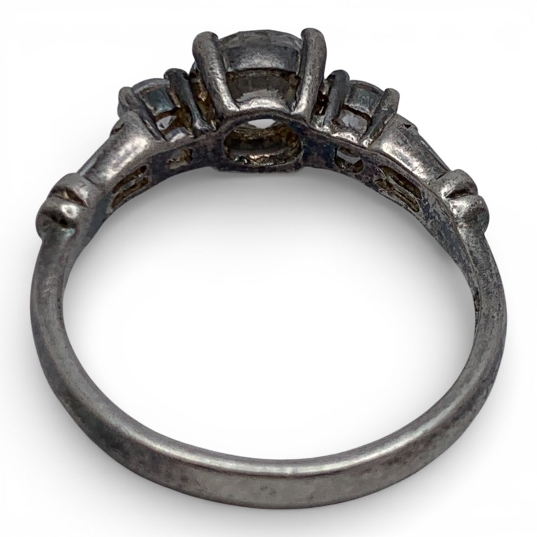 Sterling Silver Ring With Clear Stones - 2