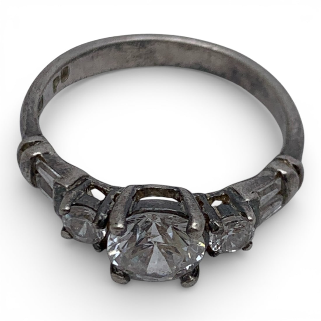 Sterling Silver Ring With Clear Stones - 5