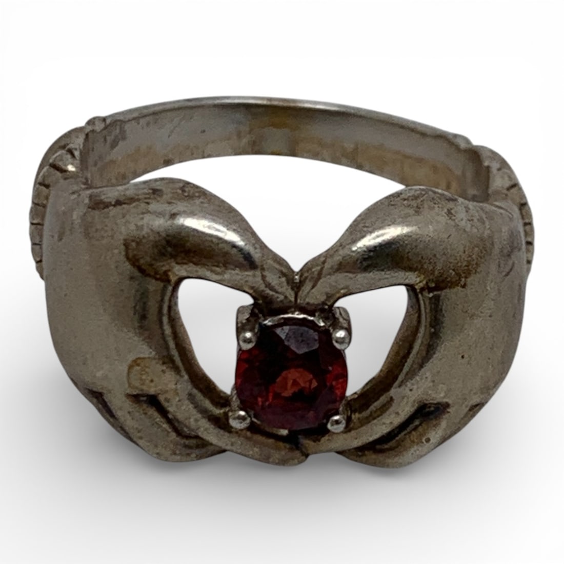 Sterling Silver Ring With Red Stone - 5