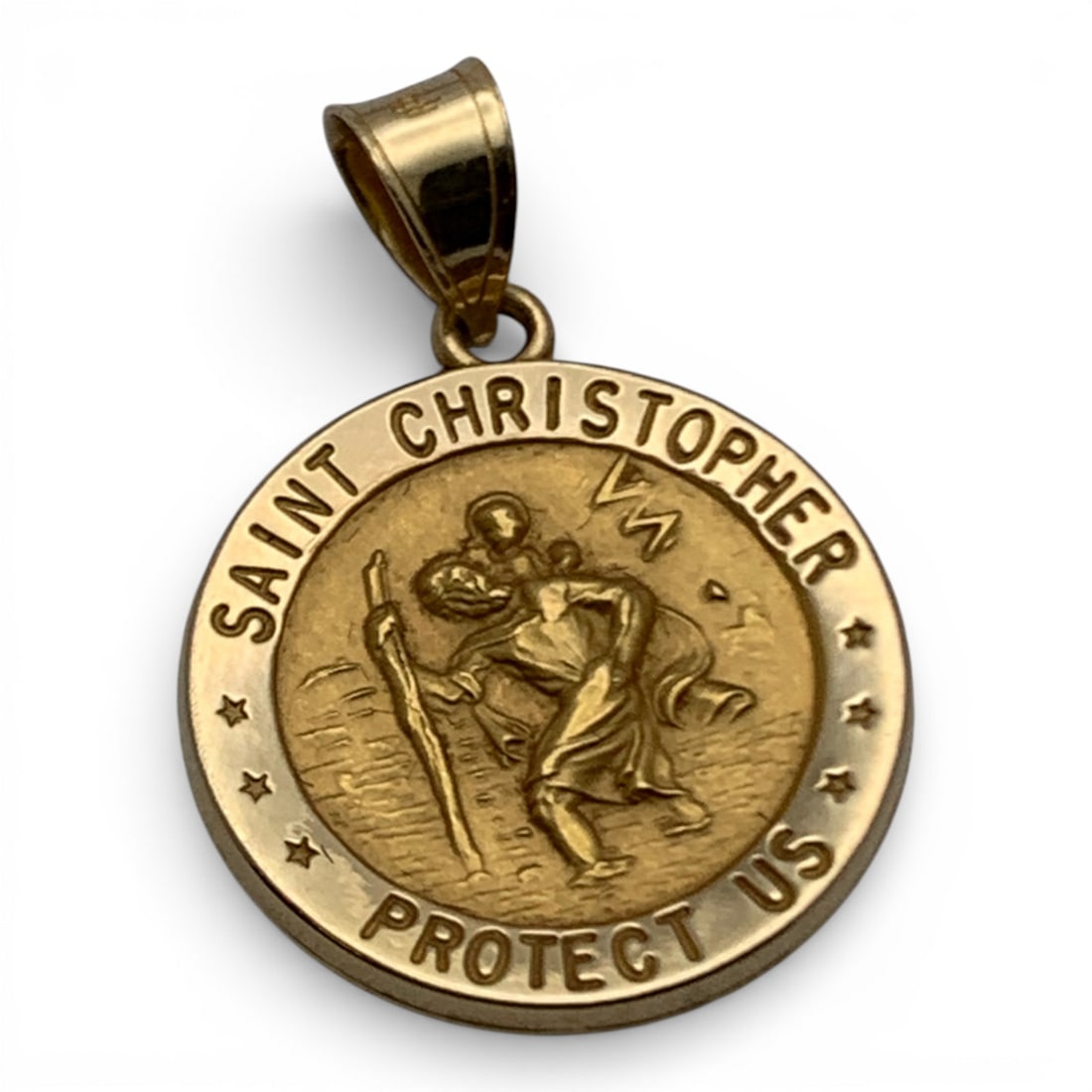 14k Yellow Gold Religious Pendant: Marked 14k - 1" Long - 0.9 DwtGemstones Tested With Presidium Gem Tester Il - Berners Does Not Guarantee Authenticity Of Gemstones