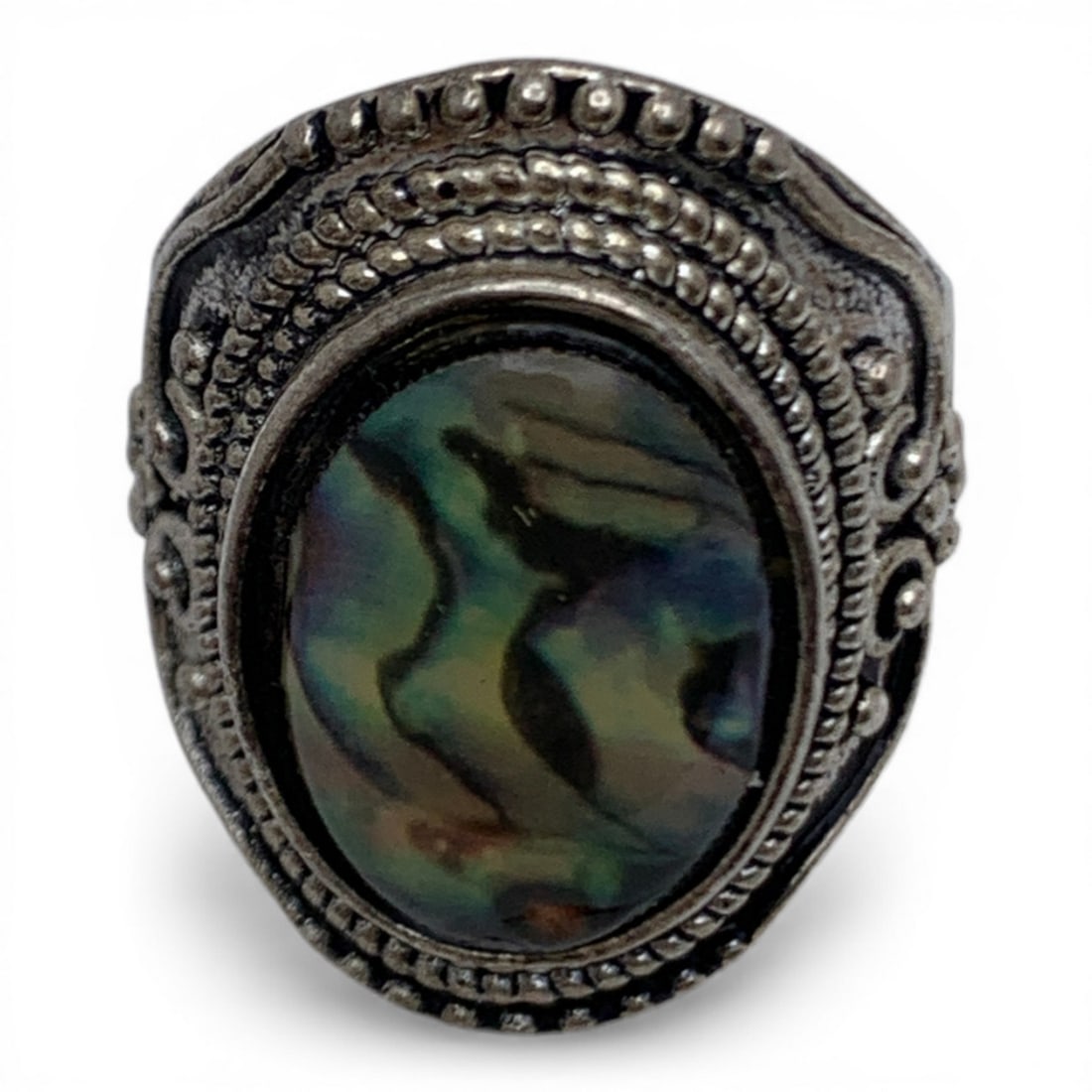 Sterling Silver & Abalone Ring - 5