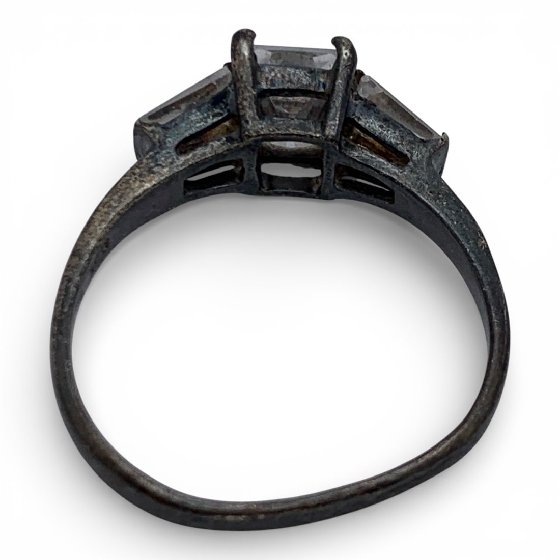 Sterling Silver Ring With Clear Stones - 2