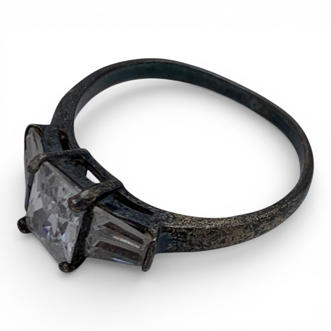 Sterling Silver Ring With Clear Stones - 3