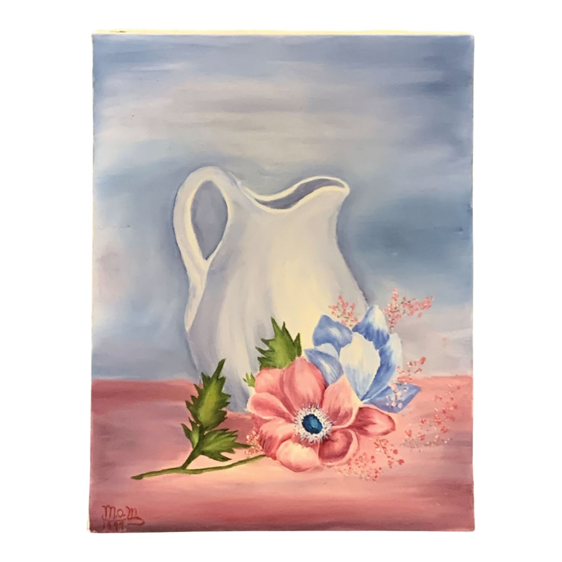 Signed M. O. M. 1997 Oil On Canvas Still Life: 14" X 11".