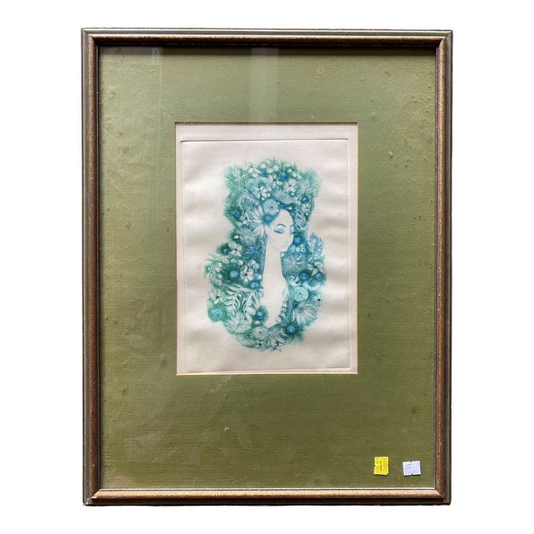 Artist Signed Engraving Portrait Of Woman: Signed Lower Right, Partially Covered By Matting. Framed & Under Glass: 24" X 18.75".