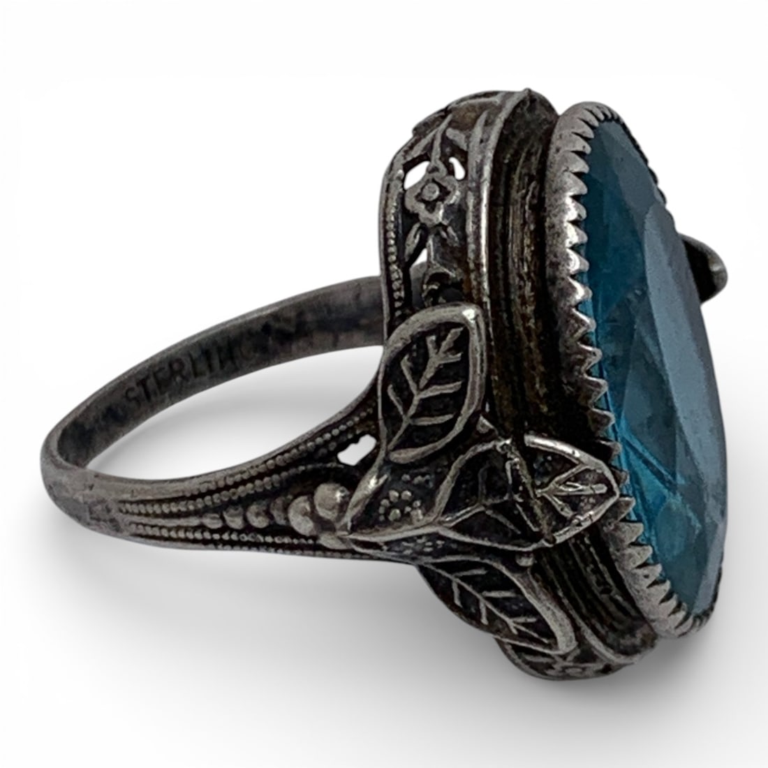 Sterling Silver Ring With Blue Stone - 4