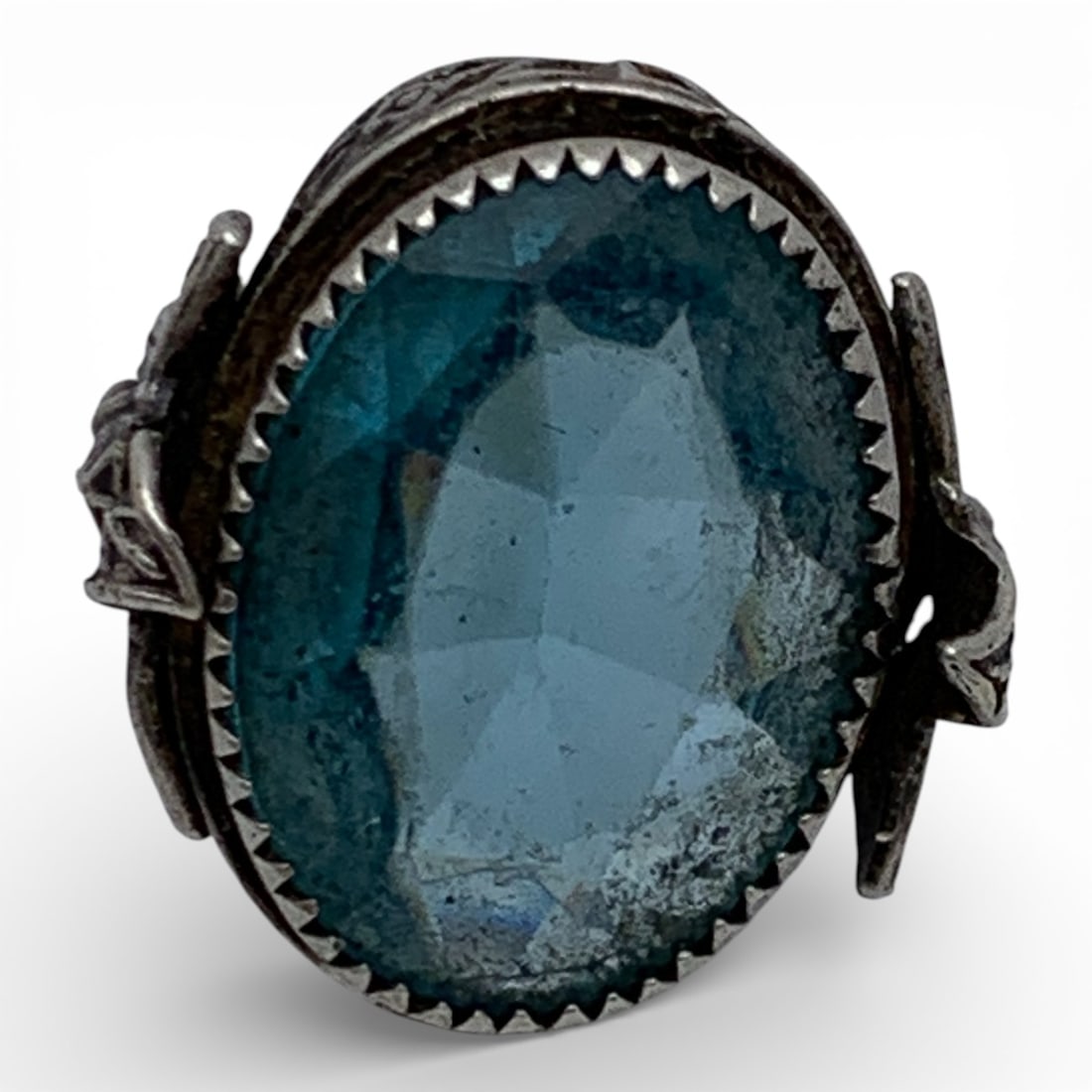 Sterling Silver Ring With Blue Stone - 5