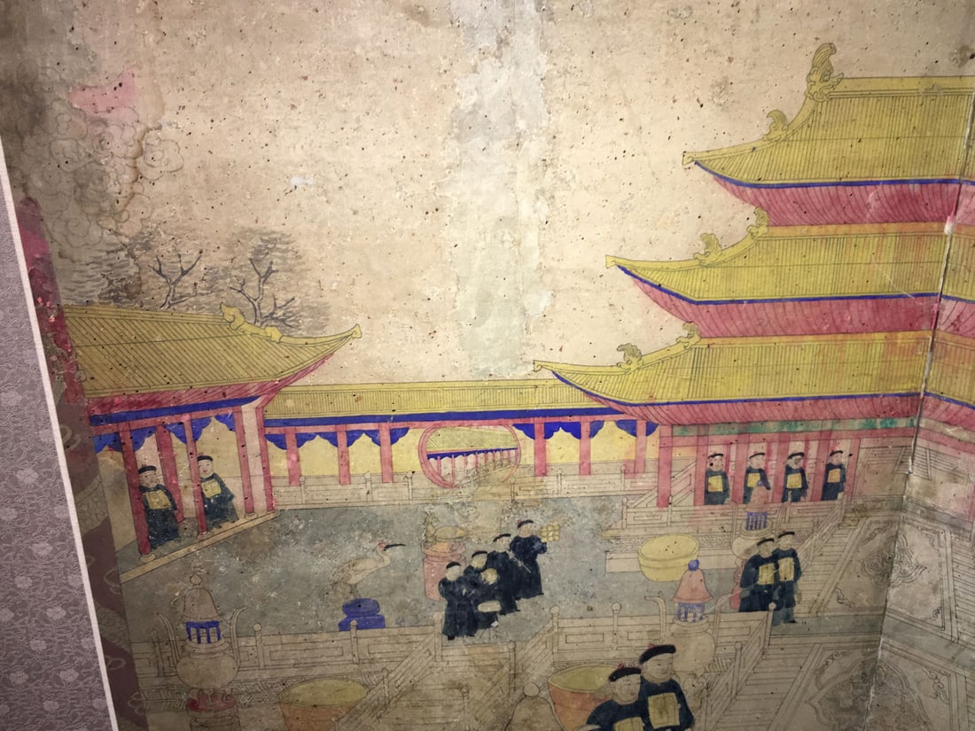 Oriental Hand Painted Two Part Folding Screen - 4