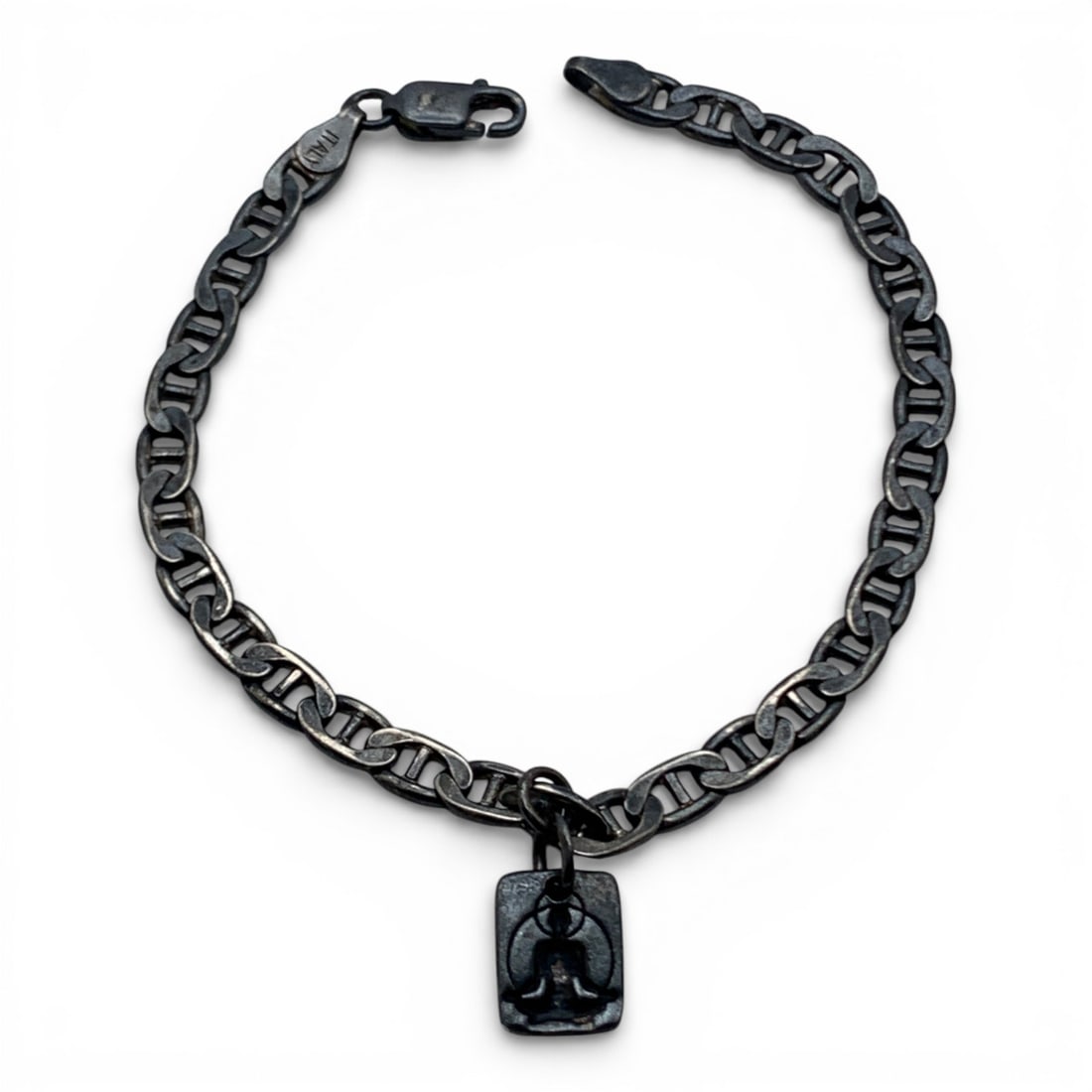 Sterling Silver Bracelet With Charm: Marked 925 - 7 1/2" Long - 8.1 Grams