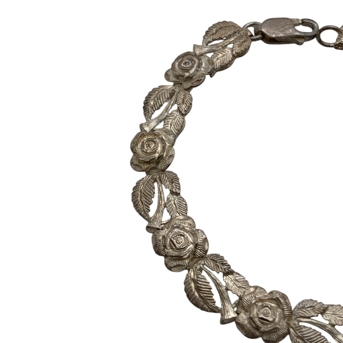 Sterling Silver Rose Design Bracelet - 3