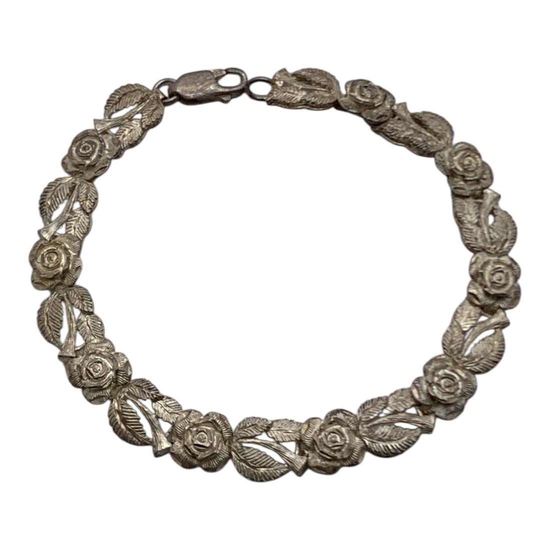 Sterling Silver Rose Design Bracelet - 4