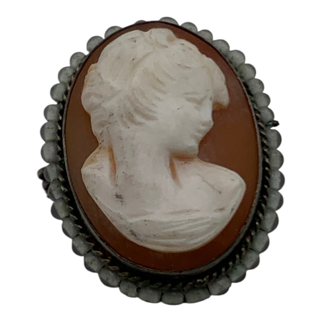 Silver Cameo Pin/ Pendant: Tests Silver - 1 1/8" Long - 5.0 Grams