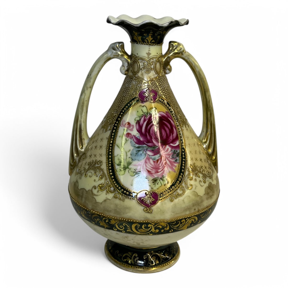 Hand Painted Porcelain Double Handled Vase - 3