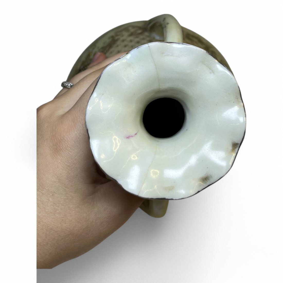 Hand Painted Porcelain Double Handled Vase - 5