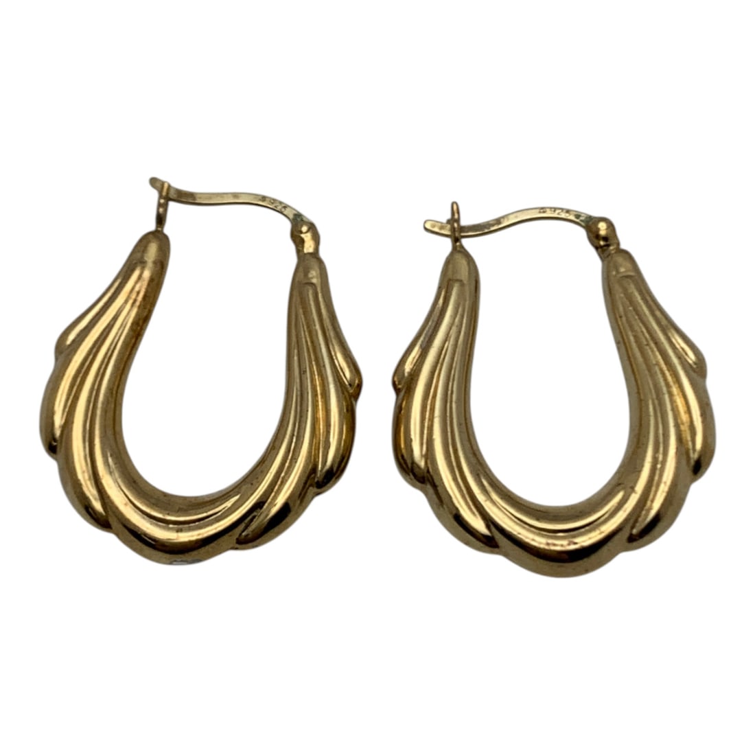 Sterling Silver Gold Tone Earrings: Marked 925 - 1" Long - 3.0 Grams