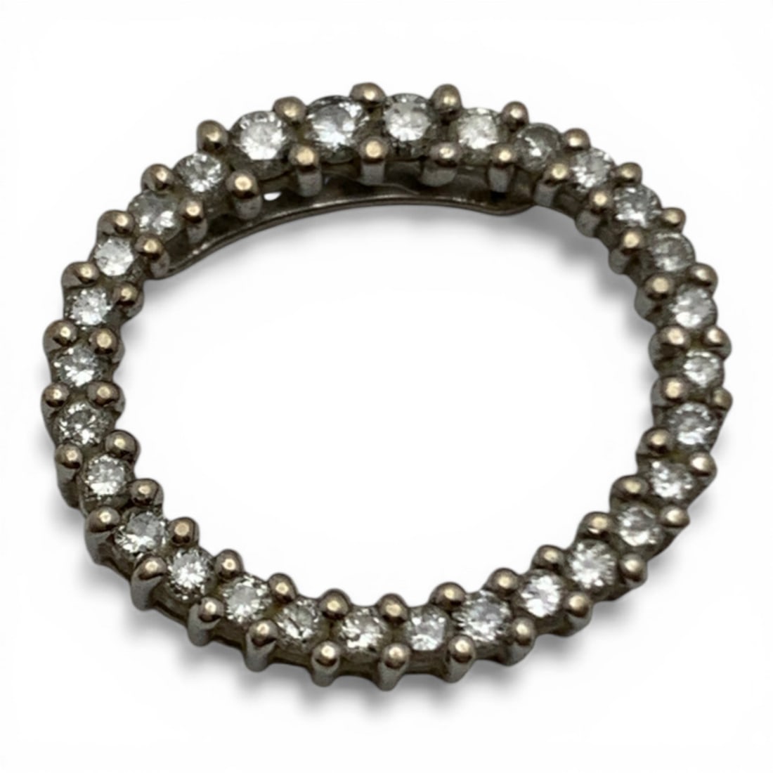 14k White Gold & Diamond Pendant: Marked 14k - 3/4" Long - 1.3 DwtGemstones Tested With Presidium Gem Tester Il - Berners Does Not Guarantee Authenticity Of Gemstones