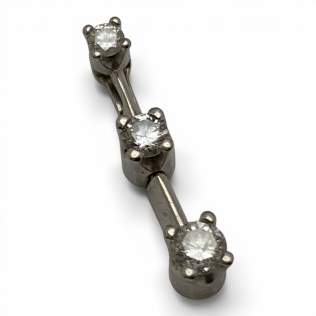 14k White Gold & Diamond Pendant: Marked 14k - 5/8" Long - 0.6 DwtGemstones Tested With Presidium Gem Tester Il - Berners Does Not Guarantee Authenticity Of Gemstones