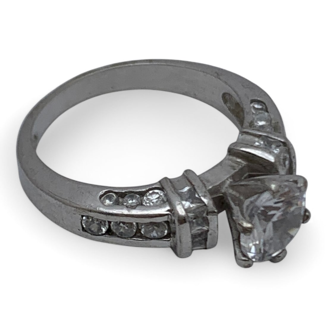 Sterling Silver Ring W Clear Stones - 3