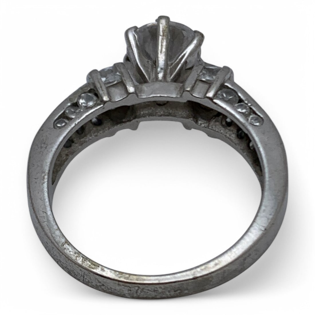 Sterling Silver Ring W Clear Stones - 4