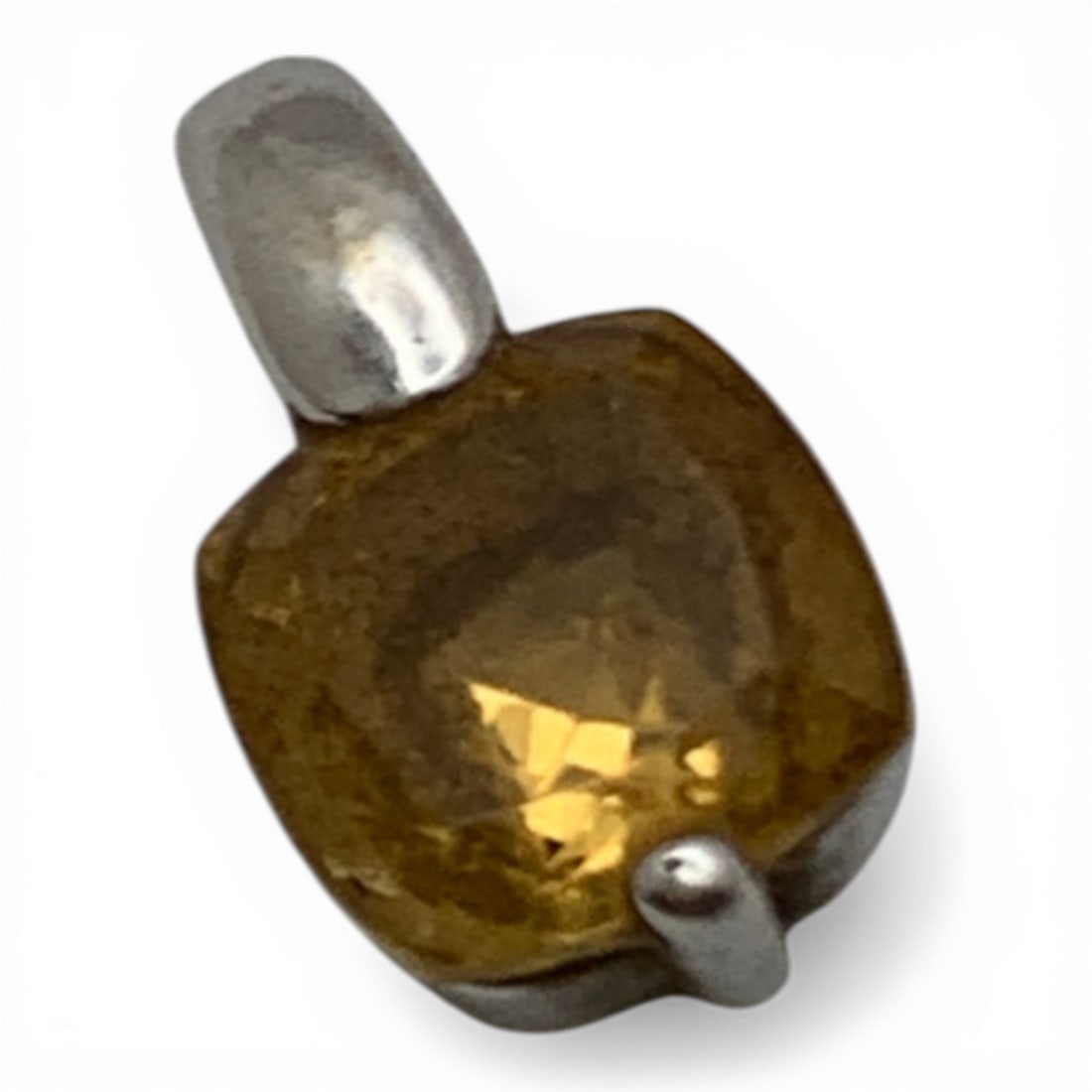 14k White Gold & Orange Citrine Pendant: Marked 14k - 3/8" Long - 0.4 DwtGemstones Tested With Presidium Gem Tester Il - Berners Does Not Guarantee Authenticity Of Gemstones