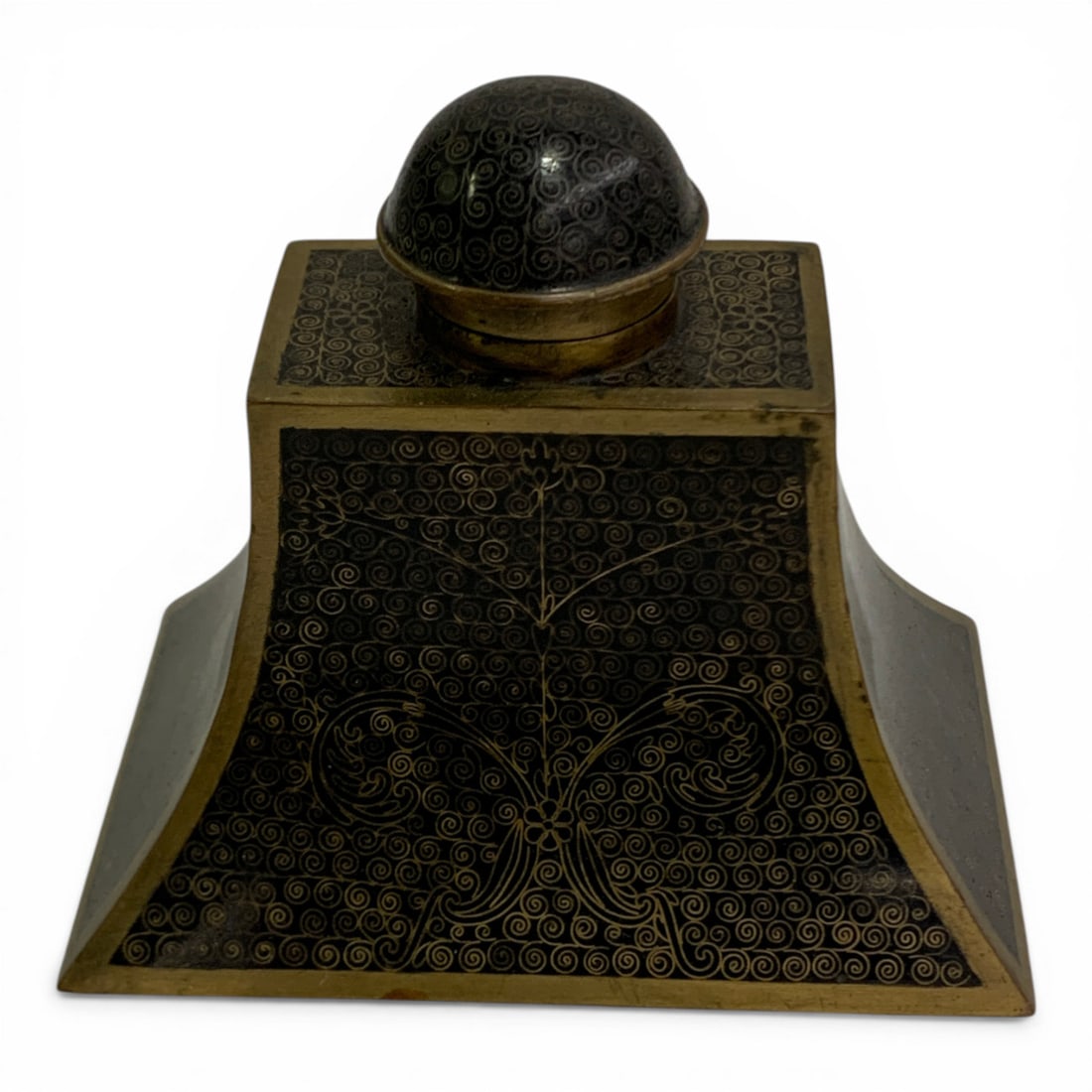 Antique Brass Inkwell: 3 1/2" Tall