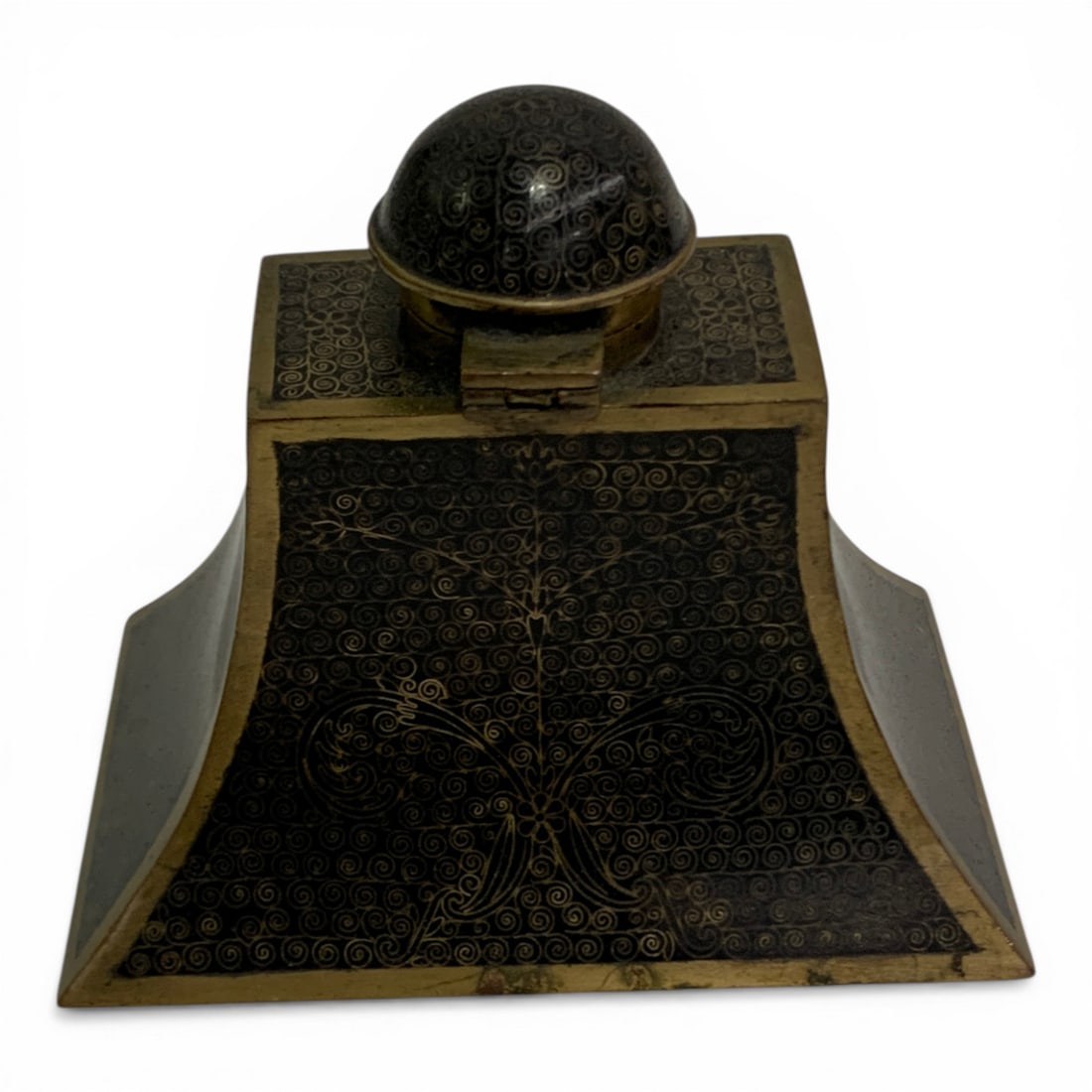 Antique Brass Inkwell - 3