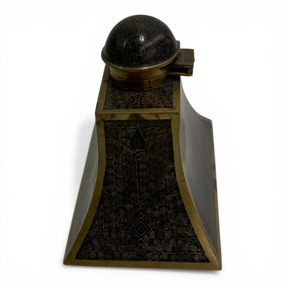 Antique Brass Inkwell - 4