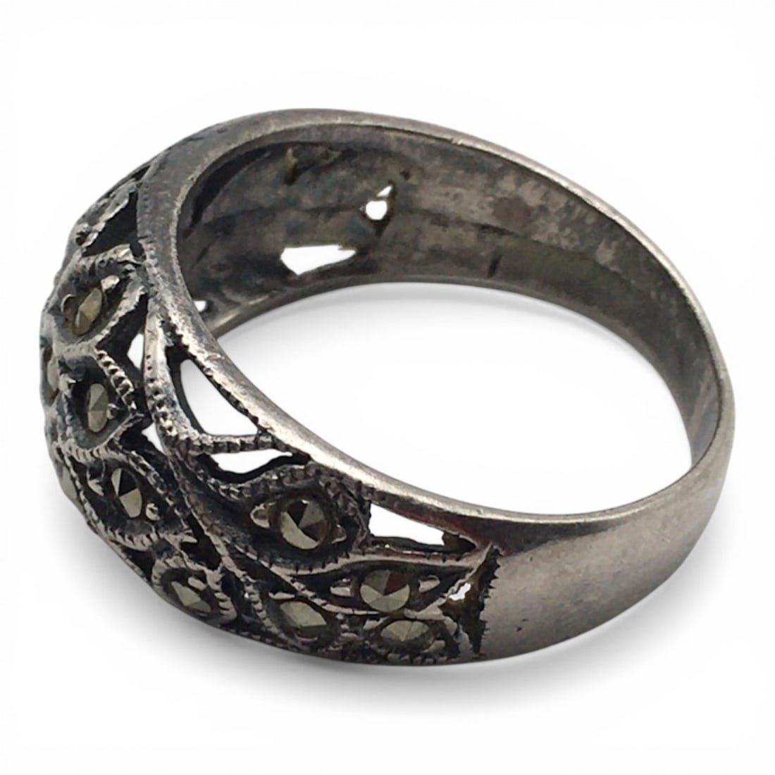 Sterling Silver And Marcasite Ring - 4